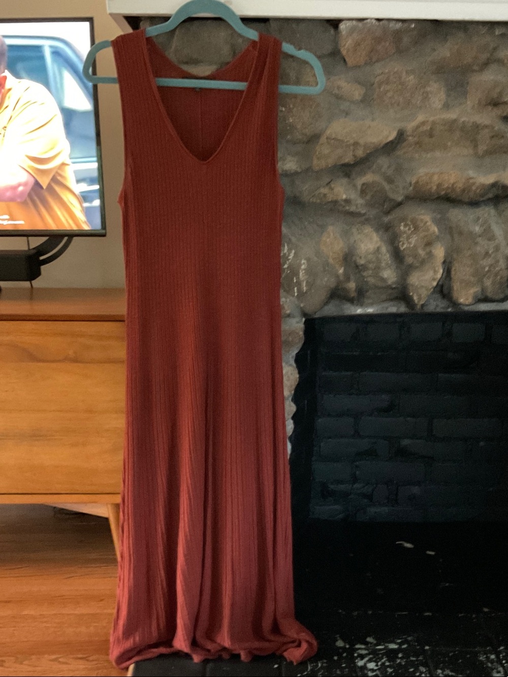 Banana Republic Sleeveless Ribbed linen blend knit Maxi Dress in Rust